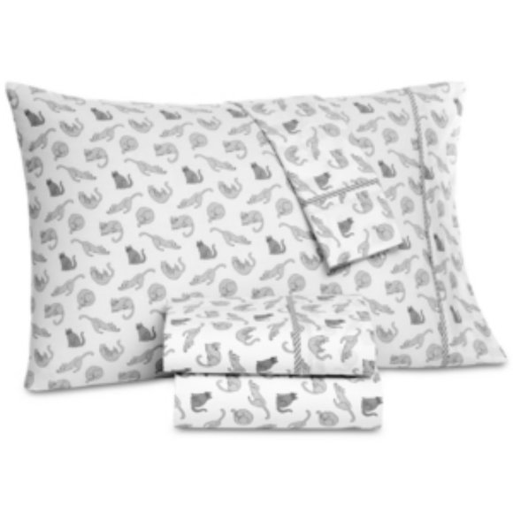Martha Stewart Cat Nap 200TC 3Pc Sheet Set TWIN